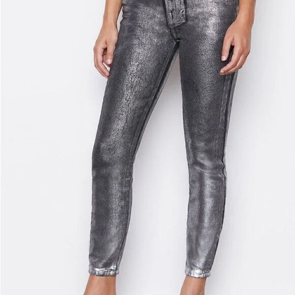 Frame Le High Skinny Crop Jeans in Chrome Noir Wash Denim. Size 26. - Picture 3 of 13